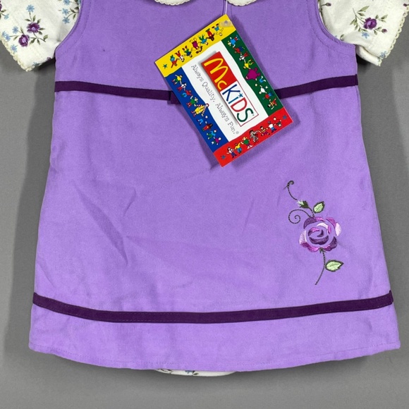 NEW Vintage McDonalds McKids Jumper Dress Set Girls 12 Months purple blue floral - Picture 3 of 12